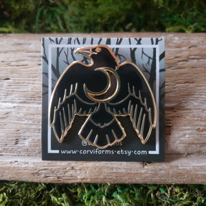 Moon Crow Enamel Pin