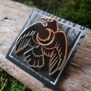 Moon Crow Enamel Pin