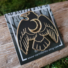 Load image into Gallery viewer, Moon Crow Enamel Pin
