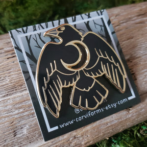 Moon Crow Enamel Pin