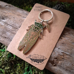 Cicada Metal Keychain