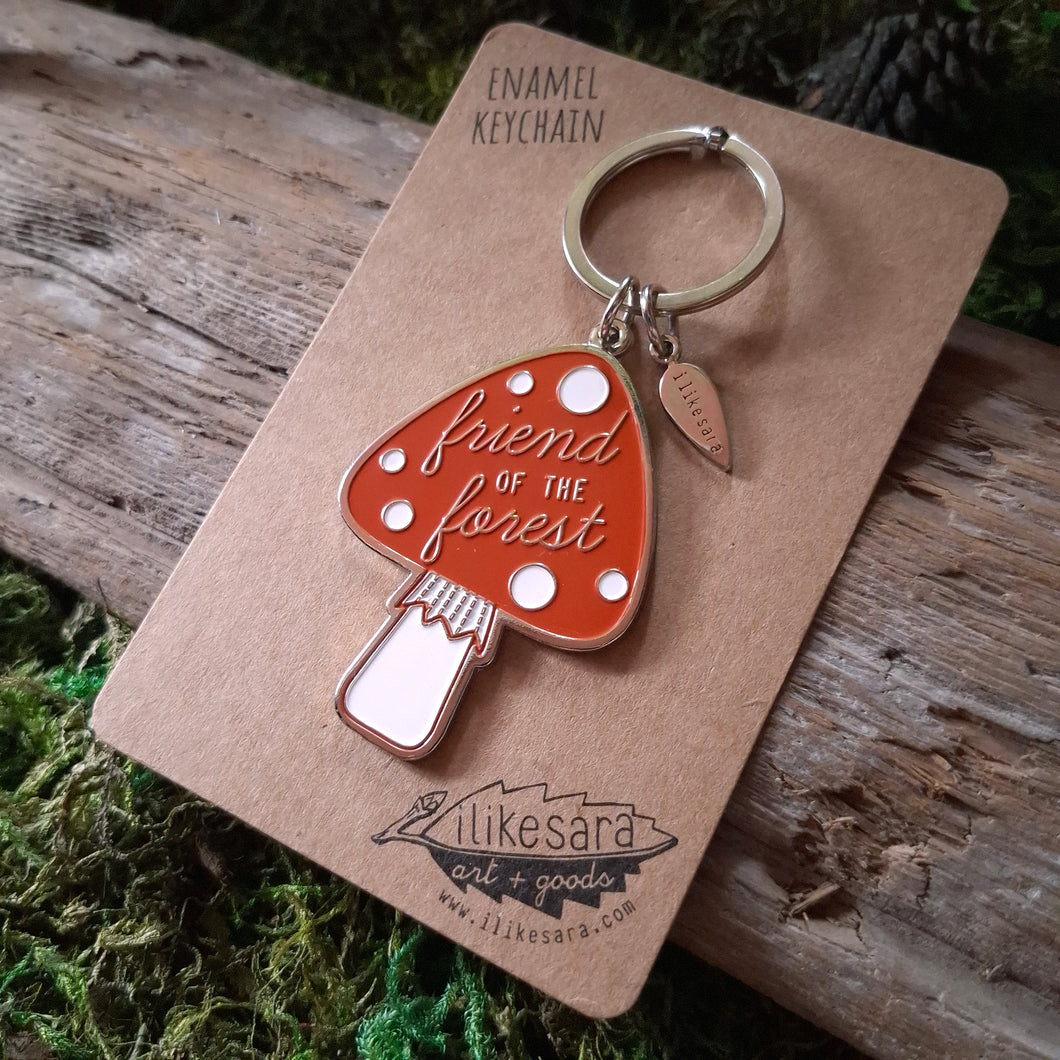 Friend of the Forest Mushroom Metal Keychain