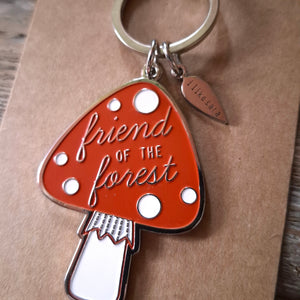 Friend of the Forest Mushroom Metal Keychain