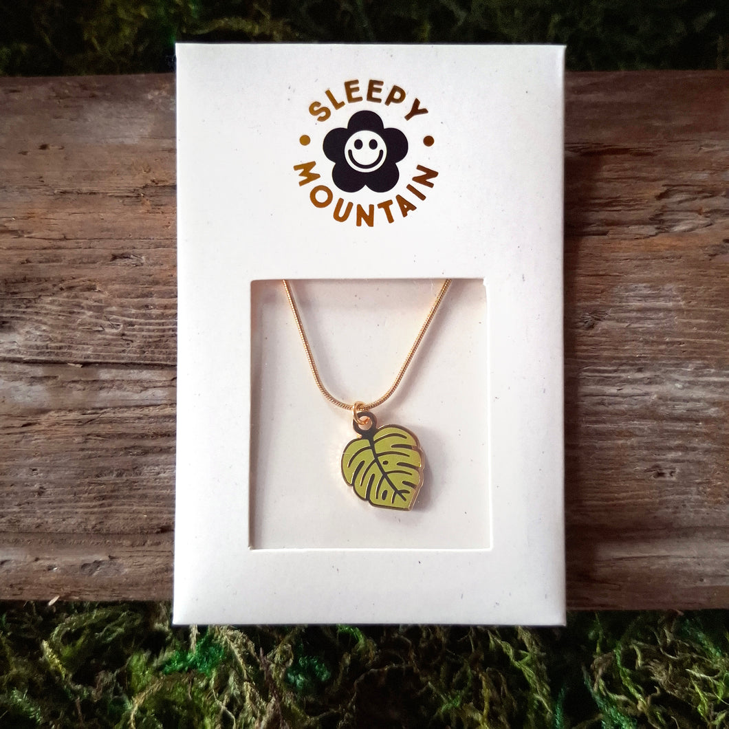 Monstera Leaf Charm Necklace