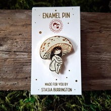 Load image into Gallery viewer, White Amanita Mushroom Girl Enamel Pin
