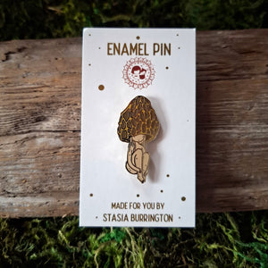 Morel Mushroom Girl Enamel Pin