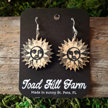 Load image into Gallery viewer, Sun Wooden Earrings
