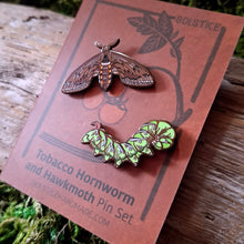 Load image into Gallery viewer, Tomato Hornworm Hawkmoth Pin Set
