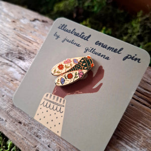 Floral Cicada Enamel Pin