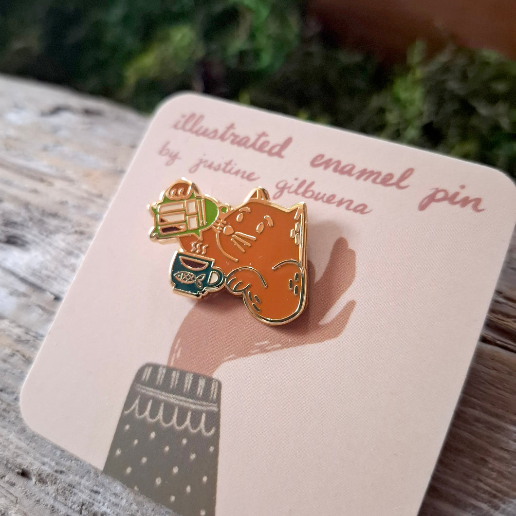 Coffee Cat Enamel Pin