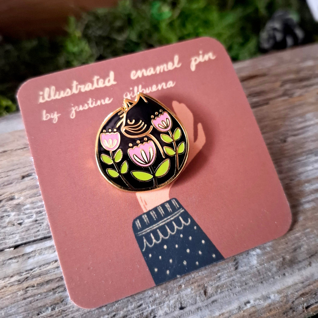 Black Cat Nap Enamel Pin