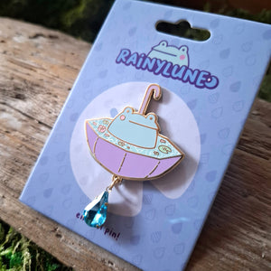 Umbrella Frog Pond Enamel Pin