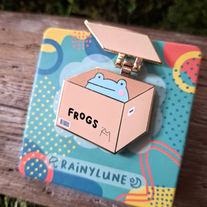 Frog in a Box Enamel Pin