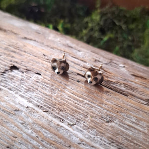 Porcelain Raccoon Stud Earrings