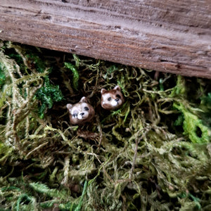 Porcelain Raccoon Stud Earrings