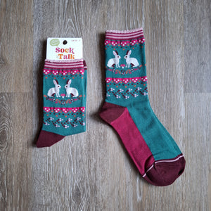 Rabbit Border Pattern Bamboo Socks