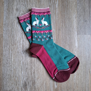 Rabbit Border Pattern Bamboo Socks