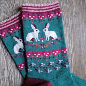 Rabbit Border Pattern Bamboo Socks