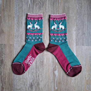 Rabbit Border Pattern Bamboo Socks