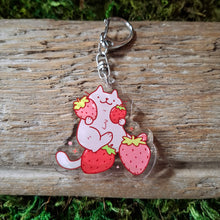 Load image into Gallery viewer, Strawberry Cat Double-sided Keychain
