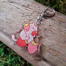 Load image into Gallery viewer, Strawberry Cat Double-sided Keychain
