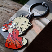 Load image into Gallery viewer, &quot;Destroy &lt;3&quot; Cat Keychain
