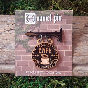 Cafe Shop Sign Large Enamel Pin