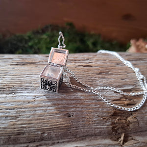 Vintage Silver Box Locket Necklace