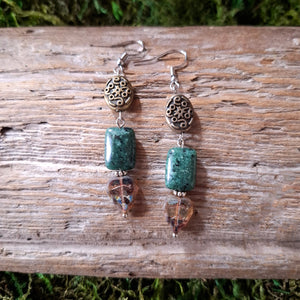 Antiqued Leaf Beaded Earrings