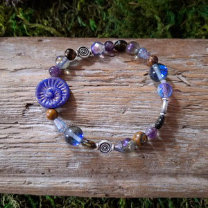 Blue Spiral Mismatched Bead Bracelet