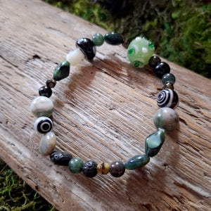 Black Mushroom Mismatched Bead Bracelet