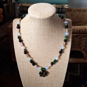 Black Flower Beaded Necklace