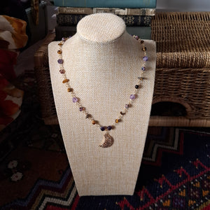 Moon Charm Beaded Necklace