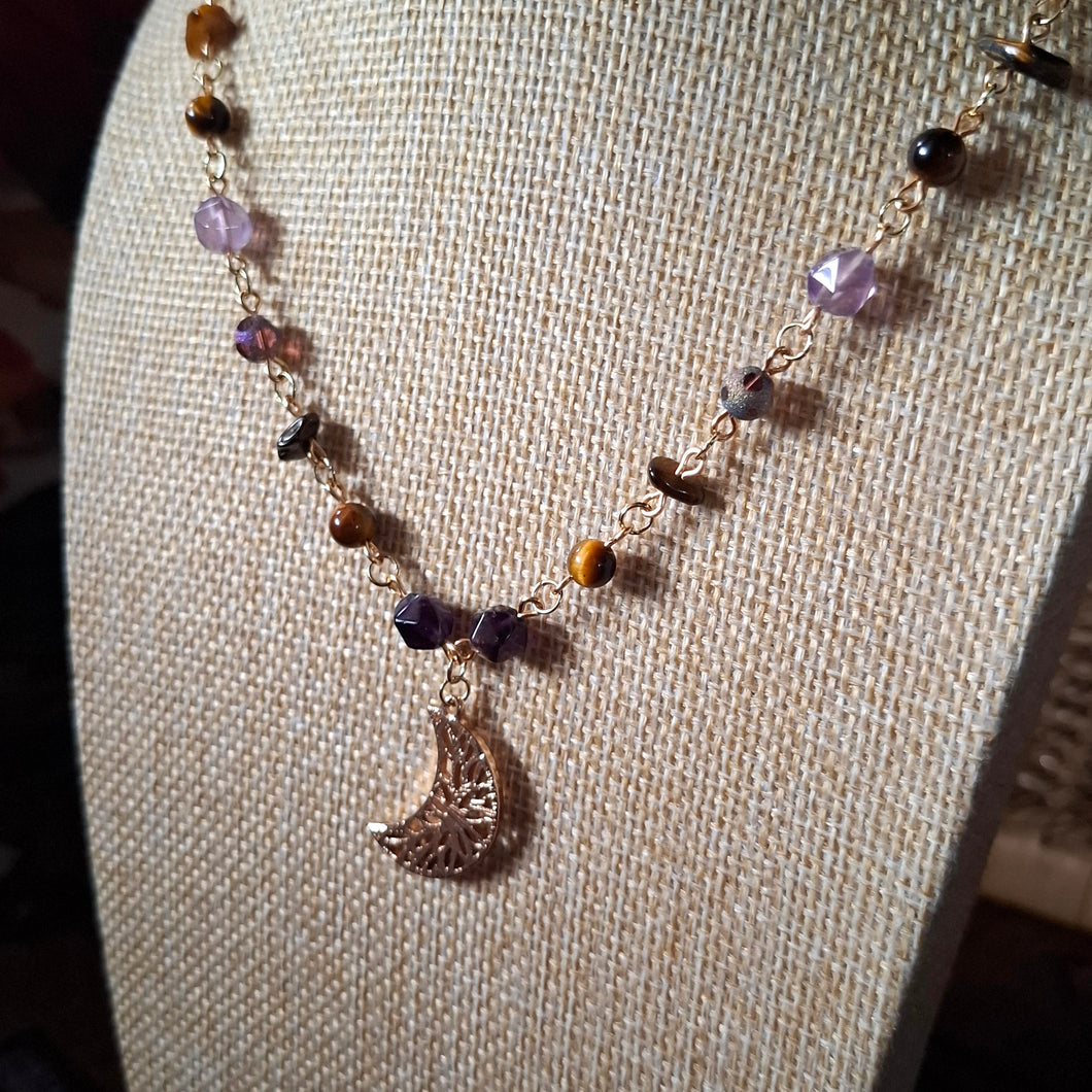 Moon Charm Beaded Necklace