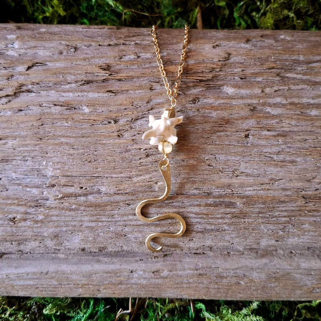 Handmade Brass and Snake Vertebrae Necklace