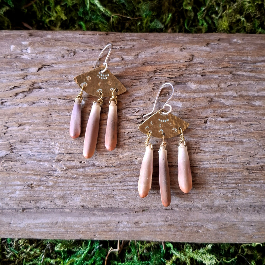 Handmade Brass and Seashell Earrings