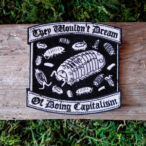 "Capitalism" Isopod Iron-on Patch