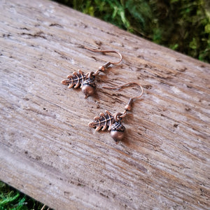 Tiny Copper Acorn Earrings