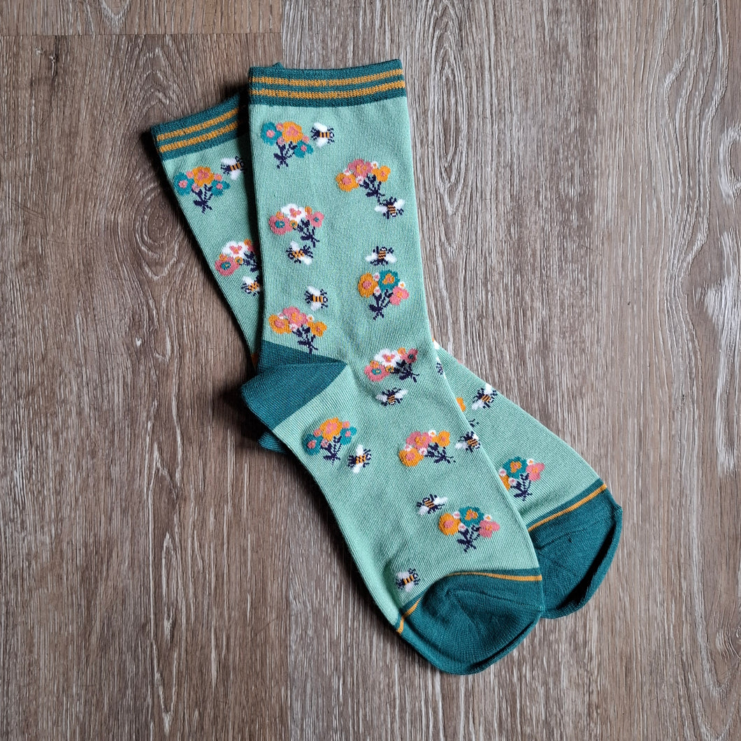 Bees and Flowers Bamboo Socks