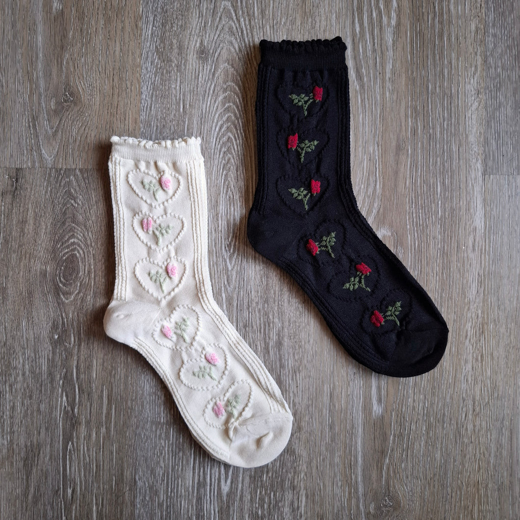 Hearts and Roses Socks