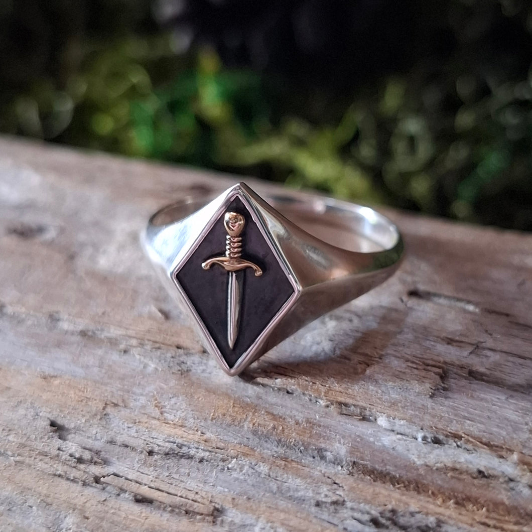 Sterling Silver Dagger Signet Ring
