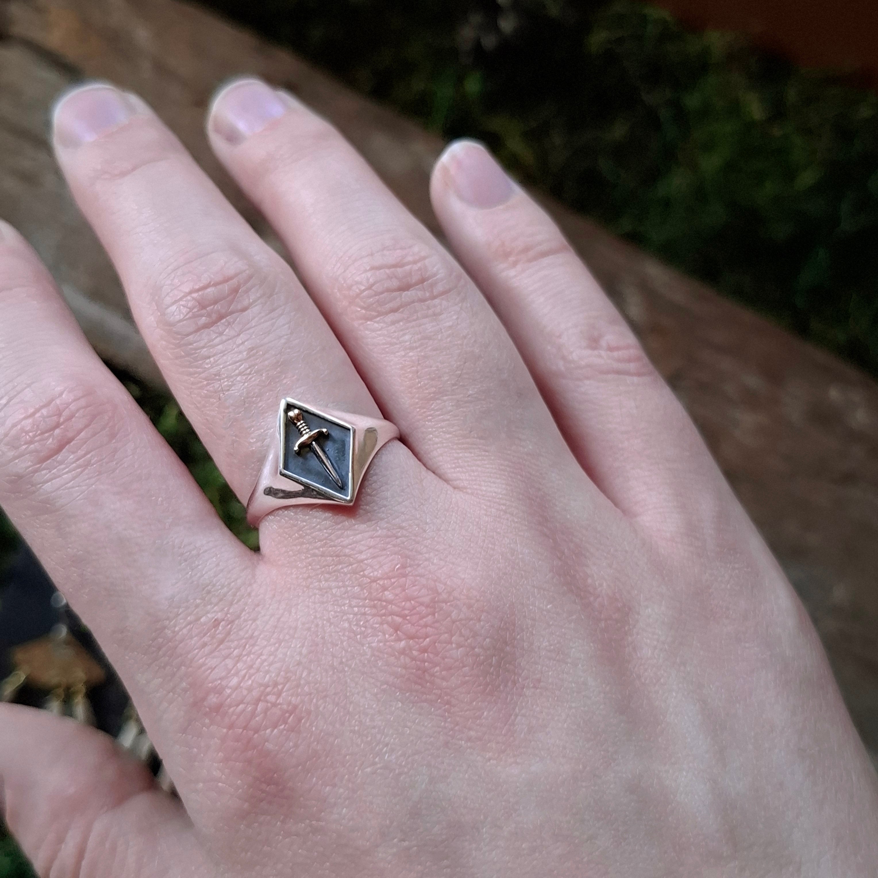 Sterling Silver Dagger Signet Ring