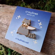 Load image into Gallery viewer, Knife Raccoon Enamel Pin
