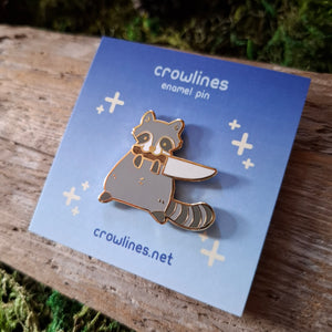 Knife Raccoon Enamel Pin