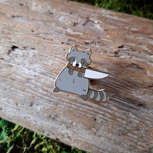 Load image into Gallery viewer, Knife Raccoon Enamel Pin
