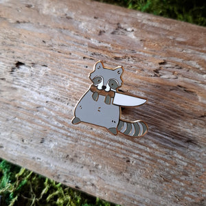 Knife Raccoon Enamel Pin