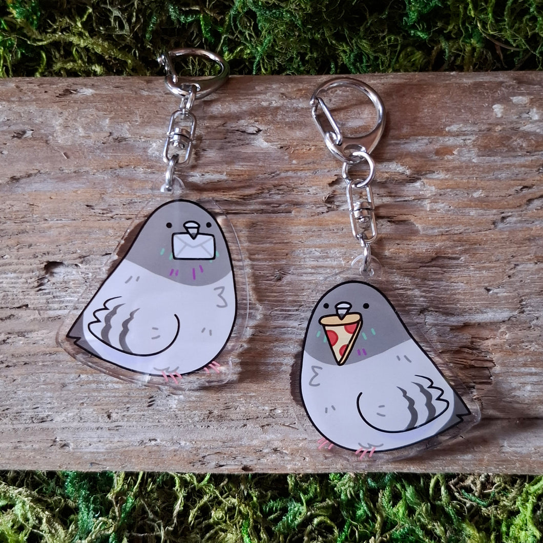 Pizza Pigeon Double-sided Keychain