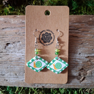 Handmade Green Snail Earrings