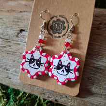 Load image into Gallery viewer, Handmade Tuxedo Cat Earrings
