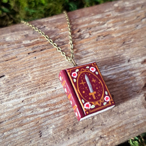 Handmade Swords and Roses Storybook Pendant